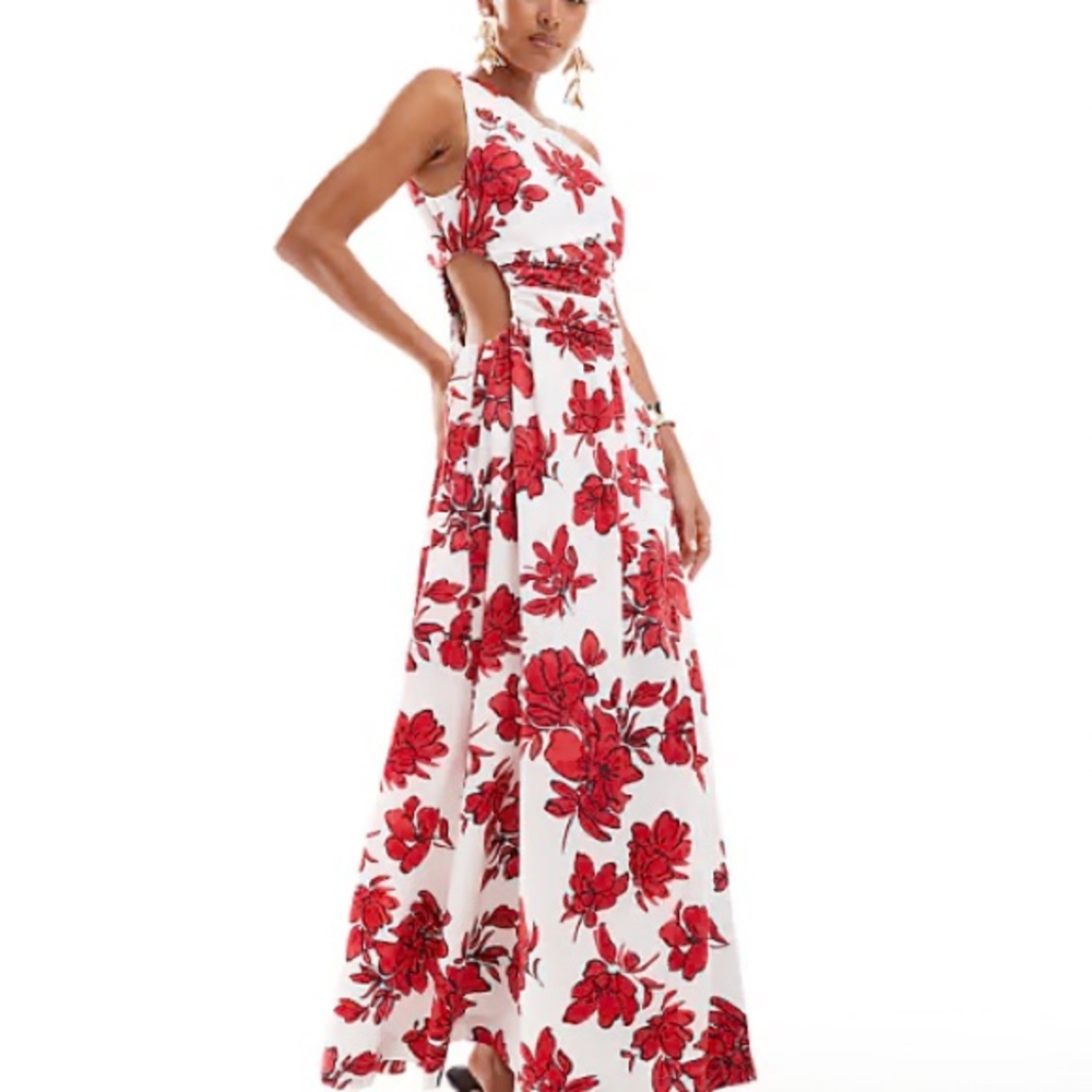 Abercrombie & Fitch White and Red Maxi Dress